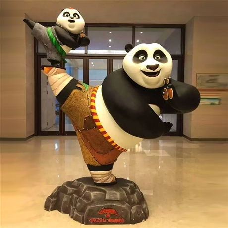 玻璃钢卡通功夫熊猫雕塑动漫人物游乐场商场广场摆件