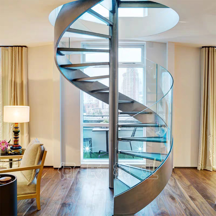 旋转楼梯图纸定做加工家用钢木楼梯