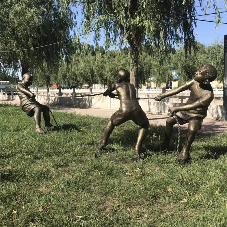拔河雕塑 童趣主题拔河的小孩子雕塑