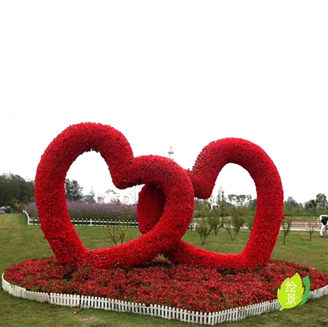 双心爱情景观主题雕塑造型