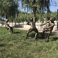 拔河雕塑 童趣主题拔河的小孩子雕塑