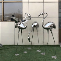 不锈钢镜面火烈鸟雕塑