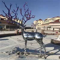 电镀不锈钢鹿雕塑 电镀不锈钢雕塑定做