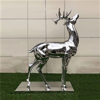 镜面不锈钢梅花鹿雕塑，小鹿不锈钢雕塑