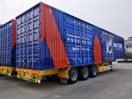 大量定做物流快递集装箱半挂车1375米翼展箱式半挂车双侧翼展式集装箱