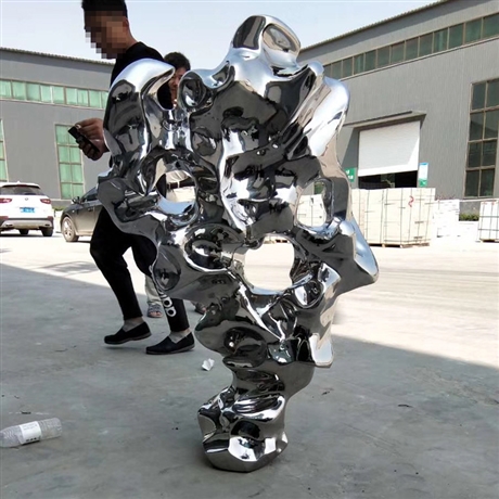 不锈钢太湖石雕塑，304不锈钢锻造镜面石头雕塑