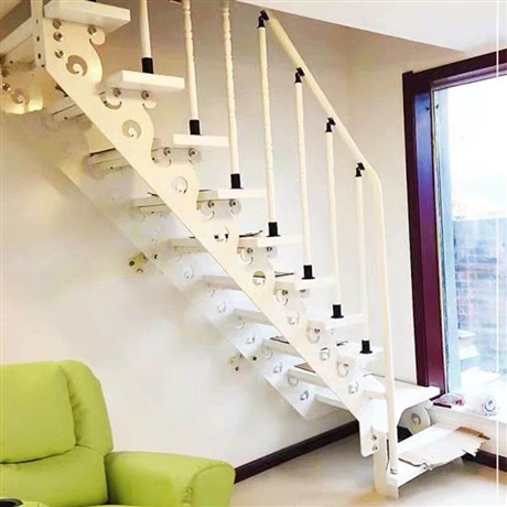 室内楼梯定制 轻奢精品玻璃双梁厂家 简易钢架楼梯