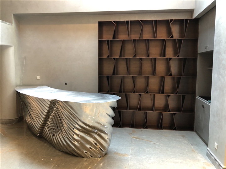 会所双曲面弧形不锈钢吧台定制