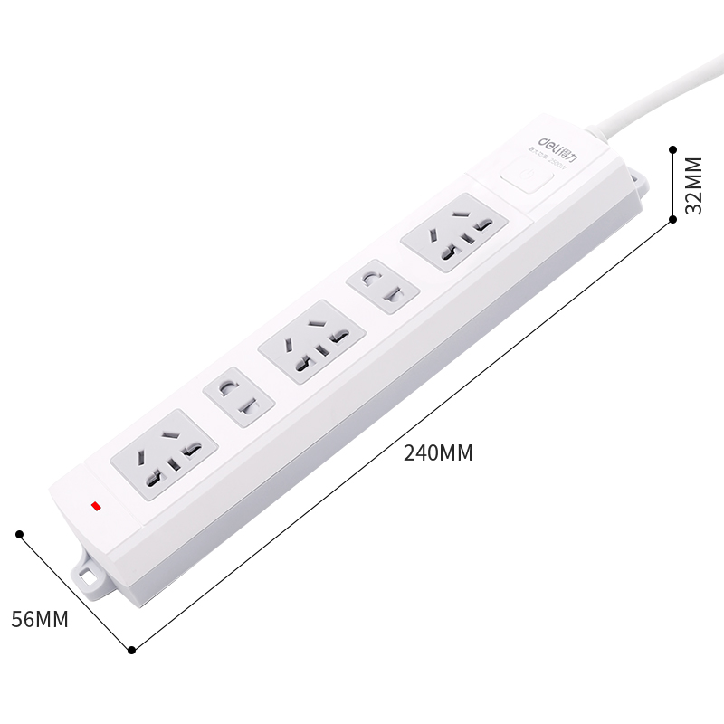 得力 得力18243-02延长线插座(白) 1/15/60 18243-02