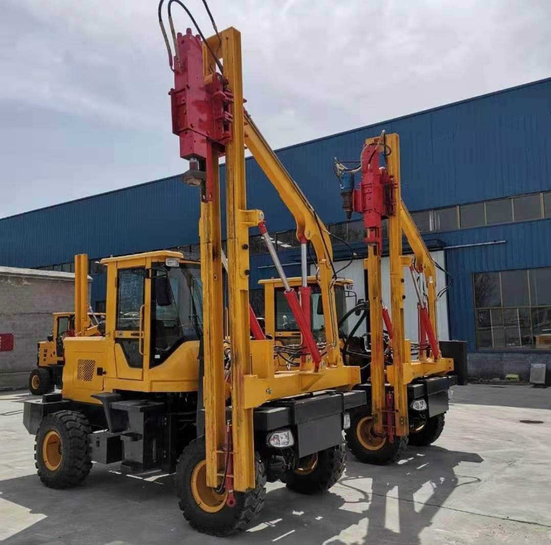公路装载打拔钻一体机车载护栏打桩机立柱液压护栏钻孔机