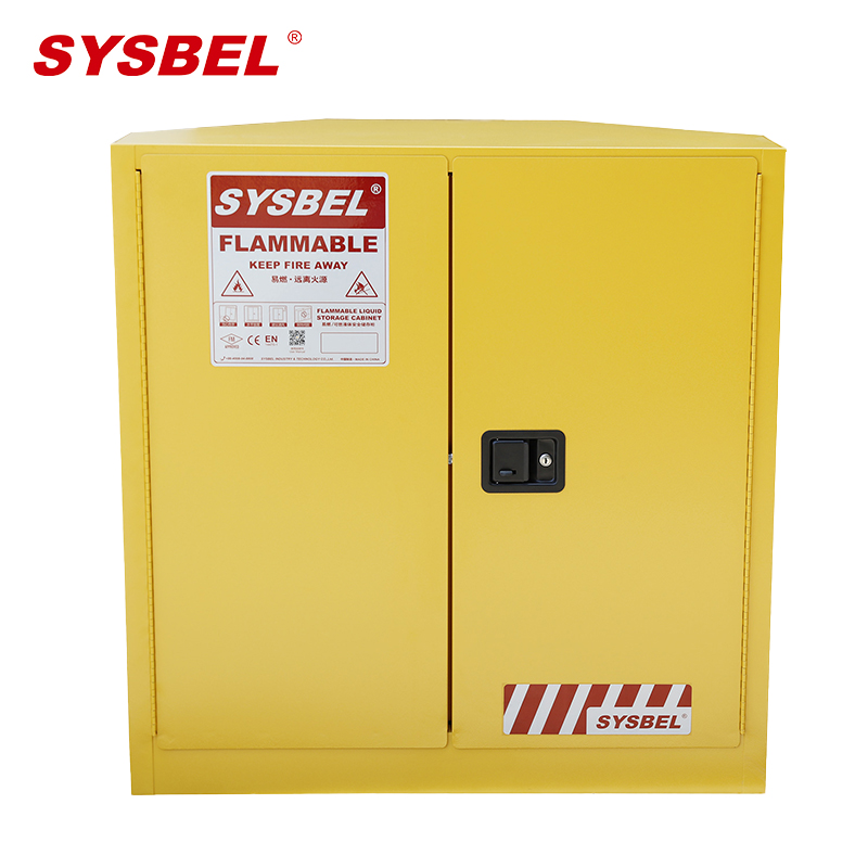 西斯贝尔 易燃液体安全储存柜, 30加仑角柜/黄色/手动 WA810300C