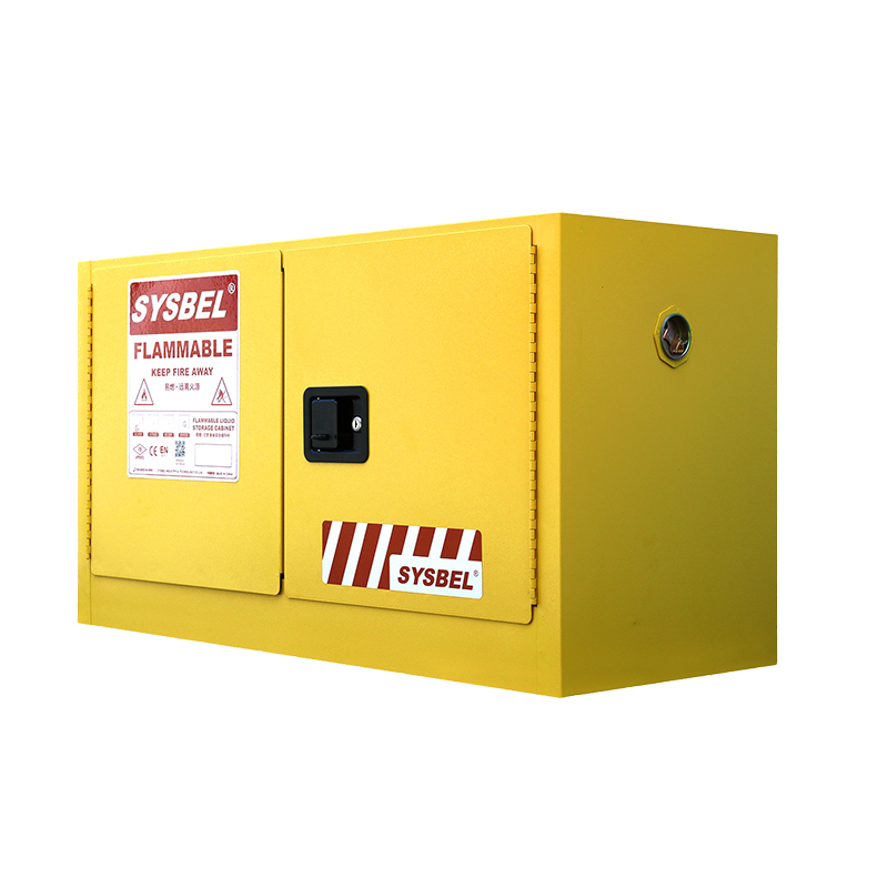 西斯贝尔 易燃液体安全储存柜, 17加仑壁挂式安全柜/黄色/手动 WA810170