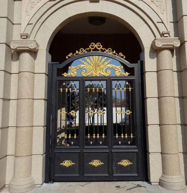 沈阳铝艺大门生产厂家辽宁别墅庭院门欧式雕花铝艺铁艺大门定制精选