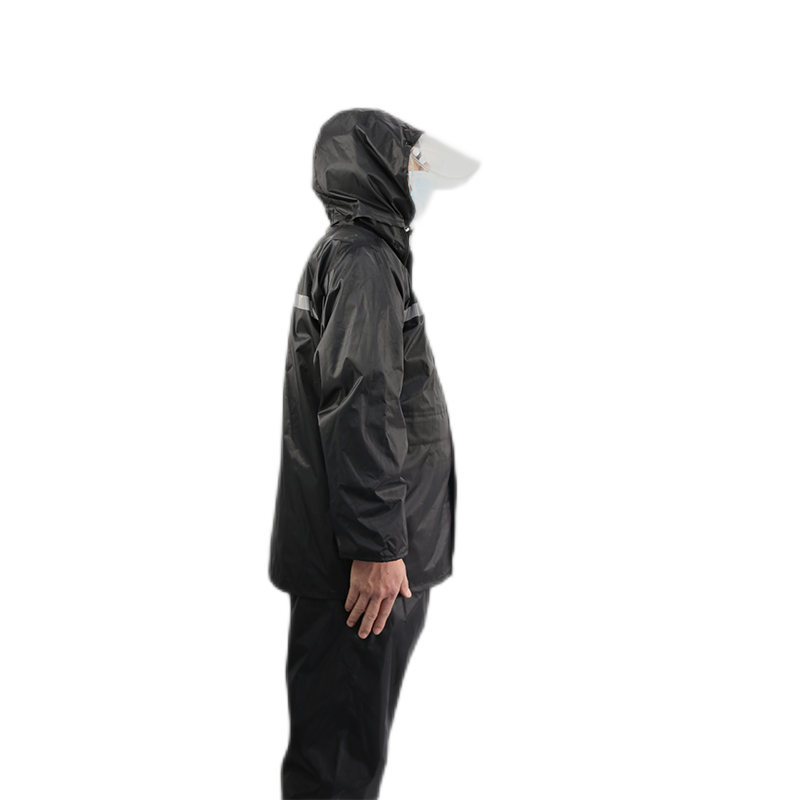 汉盾 带反光条双层分体雨衣（带网格内衬、可拆卸大帽檐） 黑色 M码 M HD-RAC003