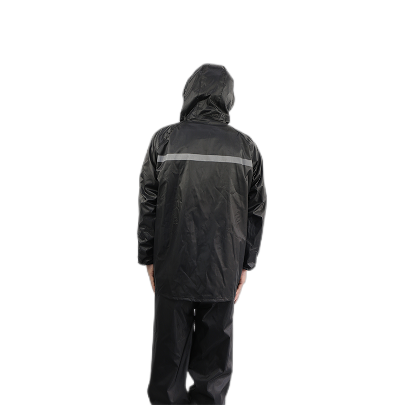 汉盾 带反光条双层分体雨衣（带网格内衬、可拆卸大帽檐） 黑色 XL码 XL HD-RAC003