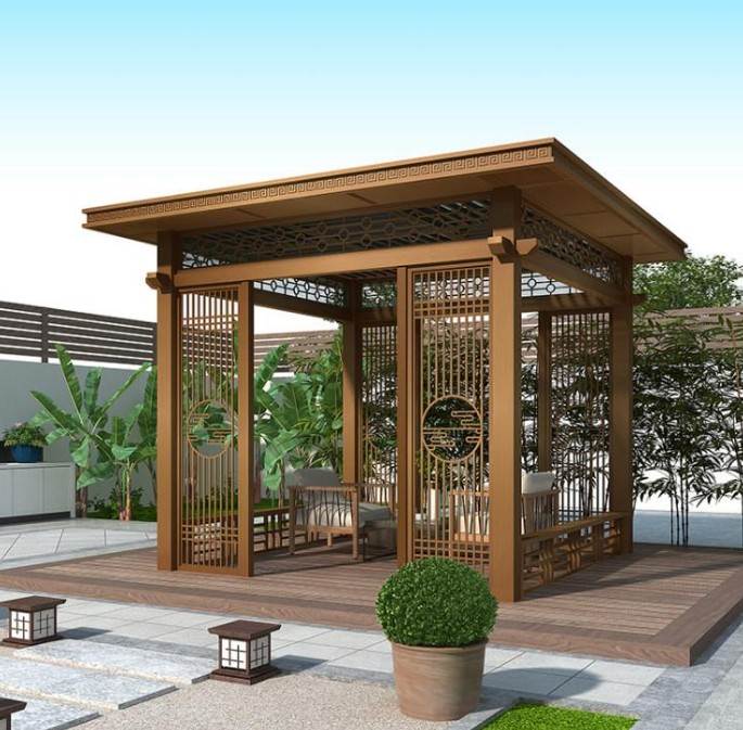 沈阳铝艺亭子生产厂家 别墅铝合金景观凉亭定制厂家 新中式铝艺亭子