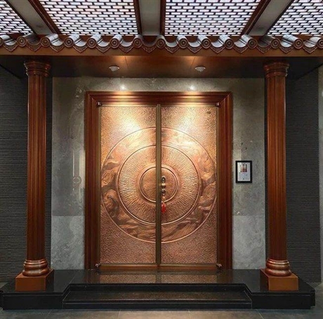 沈阳别墅铜门生产厂家新中式别墅雕花铜门酒店双开铜门豪华定制厂家