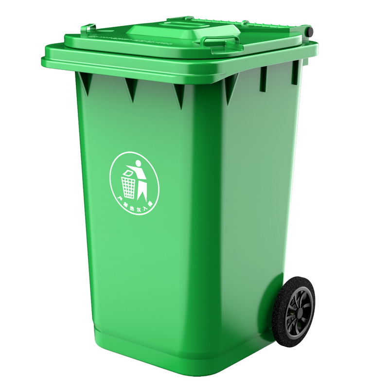 科力邦 户外垃圾桶 商用塑料环卫垃圾桶带盖轮工业小区物业翻盖果皮箱 100L KB1001 绿色