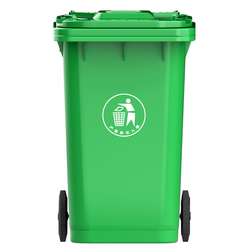 科力邦 户外垃圾桶 商用塑料环卫垃圾桶带盖轮工业小区物业翻盖果皮箱 100L KB1001 绿色
