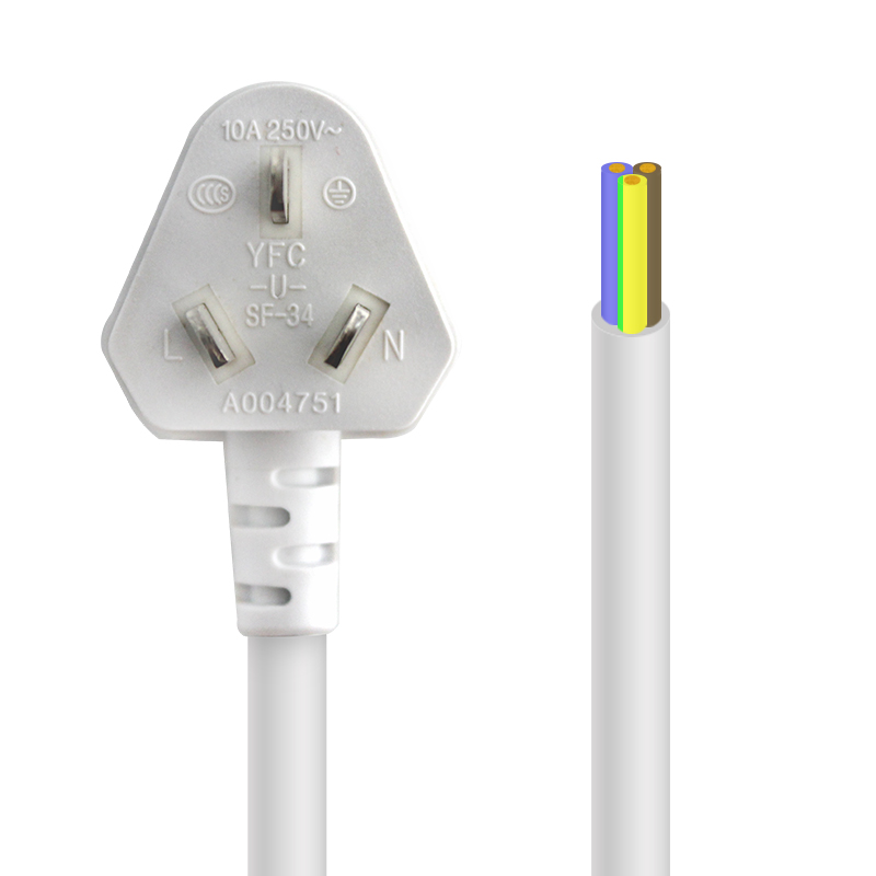 包尔星克 10A国标认证带插头电源线 白色三芯电源线1.8米 MPCTRH9018