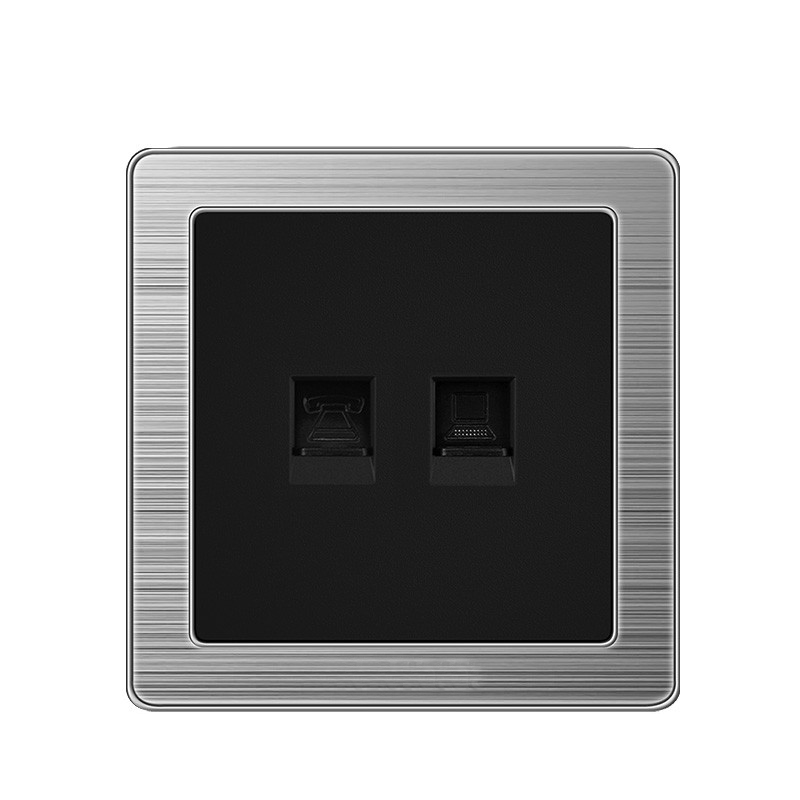 罗邦 面板开关 K6咖啡黑/金色（不锈钢拉丝LED） 电话电脑