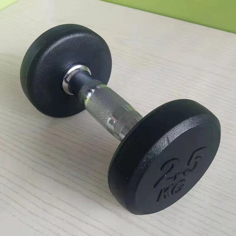 圆头包胶哑铃kg 包胶哑铃圆头哑铃 商用健身哑铃2.5-50kg