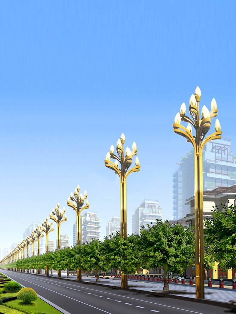 定制大型户外亮化照明路灯 广场景观中华玉兰灯 led八叉九火路灯
