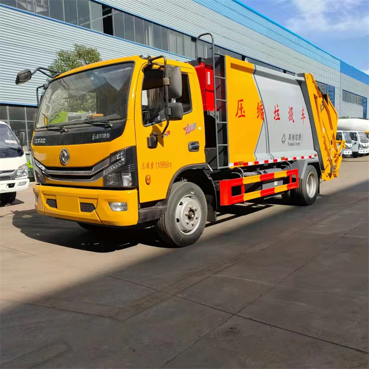 东风多利卡压缩垃圾清理车5吨 6方物业压缩垃圾收集车 压缩垃圾车后面挂桶