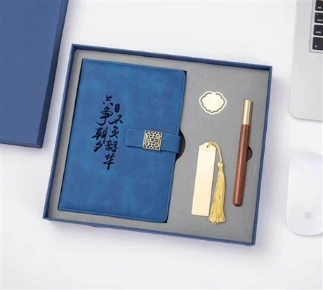 西安笔记本礼品定制 笔记本玻璃杯签字笔套装定制 可印LOGO