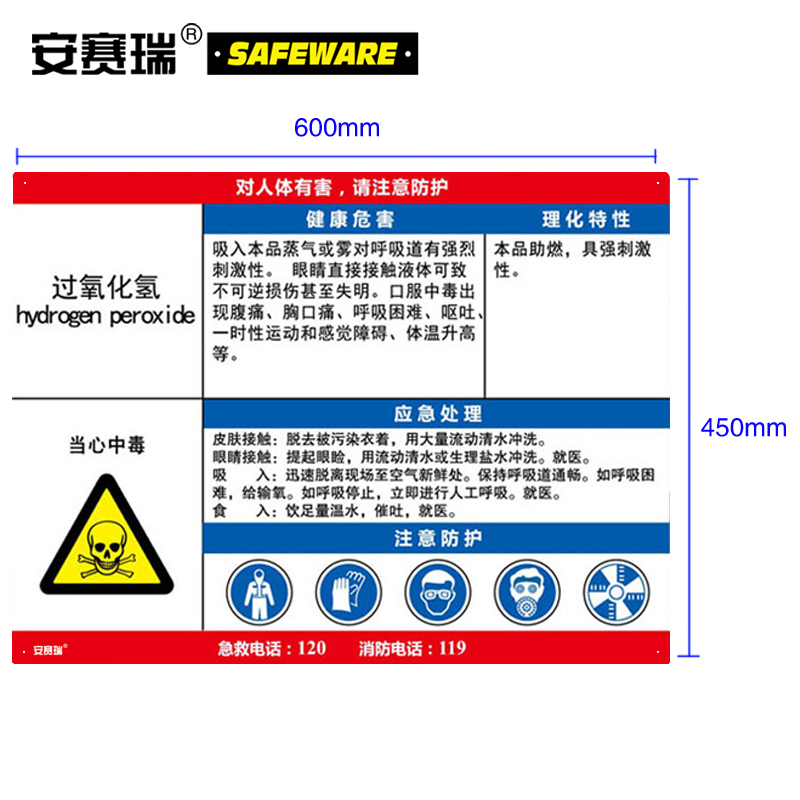 职业病危害告知卡（过氧化氢）-ABS板,600×450mm，14630