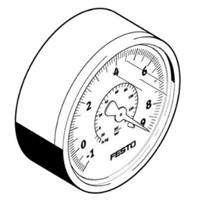 真空压力表，R1/4，-1至0 bar，Festo，VAM-63-V1/9-R1/4-EN，537814