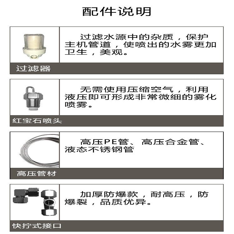 人造雾高压管 卡套冷雾管件型号