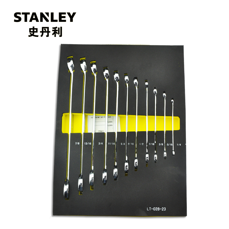 史丹利STANLEY英制两用长扳手工具托，11件套，LT-028-23，呆梅扳手两用扳手开口梅花扳手套装 11件套英制两用长扳手工具托 LT-028-23