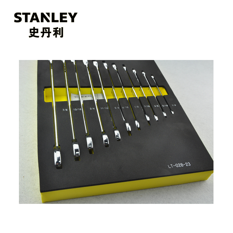 史丹利STANLEY英制两用长扳手工具托，11件套，LT-028-23，呆梅扳手两用扳手开口梅花扳手套装