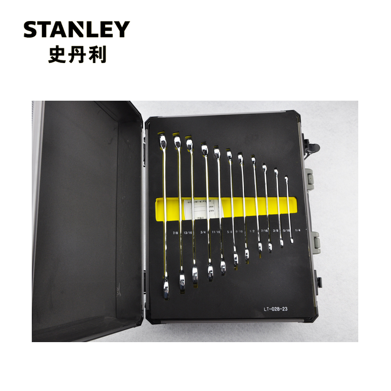 史丹利STANLEY英制两用长扳手工具托，11件套，LT-028-23，呆梅扳手两用扳手开口梅花扳手套装