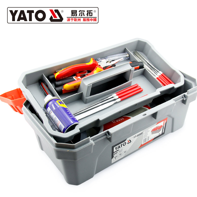 易尔拓YATO 塑料工具箱,475X230X210mm，19"，YT-88882