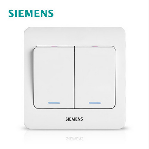 西门子SIEMENS 远景系列 86型双联开关带荧光，5TA0115-1CC1  5TA0115-1CC1