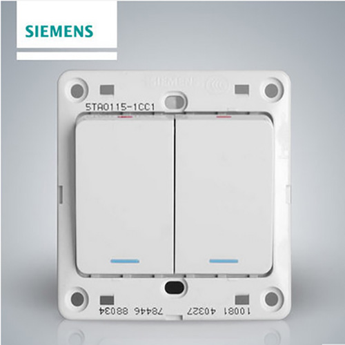 西门子SIEMENS 远景系列 86型双联开关带荧光，5TA0115-1CC1