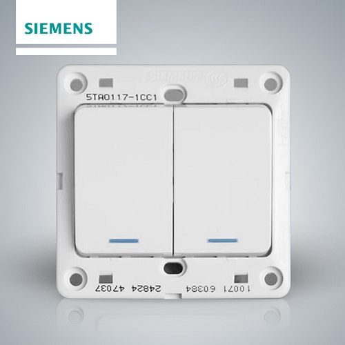 西门子SIEMENS 远景系列二位双控大跷板开关(带荧光指示)，5TA01171CC1 雅白