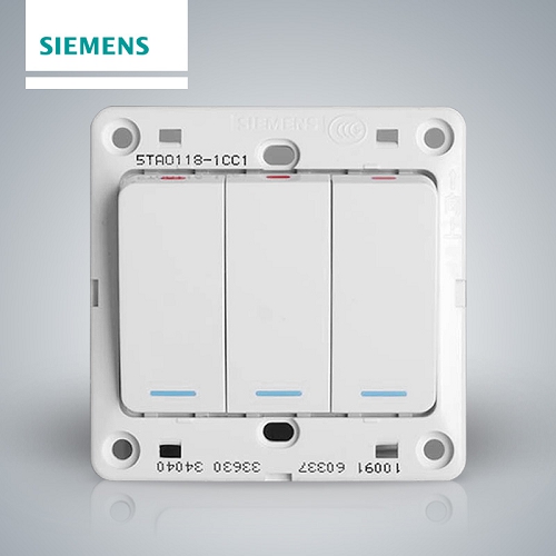 西门子SIEMENS 远景系列三位单控大跷板开关(带荧光指示)，5TA01181CC1 雅白