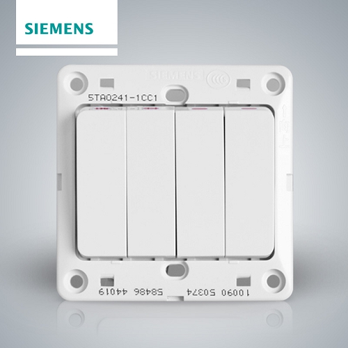 西门子SIEMENS 远景系列四位单控大跷板开关，5TA02411CC1 雅白