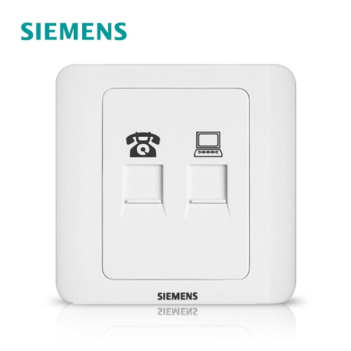 西门子SIEMENS 远景系列二位电脑电话插座(超5类)，5TG01251CC1 雅白  5TG01251CC1