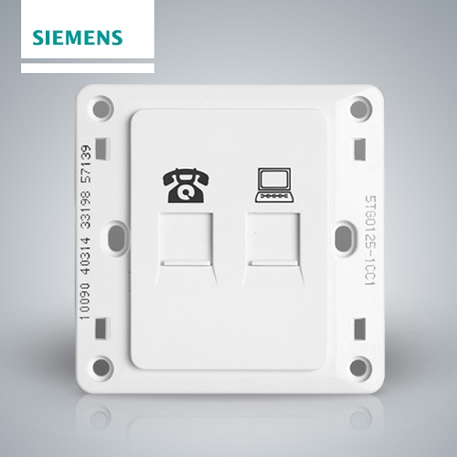 西门子SIEMENS 远景系列二位电脑电话插座(超5类)，5TG01251CC1 雅白