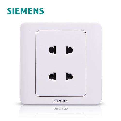 西门子SIEMENS 远景系列双联10A二极扁圆两用插座，5UB03011CC1 雅白  5UB03011CC1