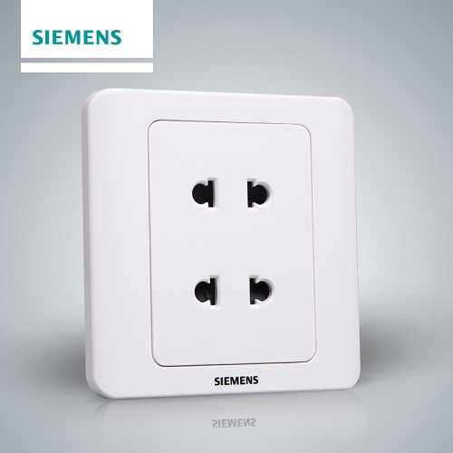 西门子SIEMENS 远景系列双联10A二极扁圆两用插座，5UB03011CC1 雅白