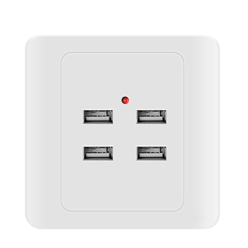 正习 四位USB插座 插座 10A 220V 明装