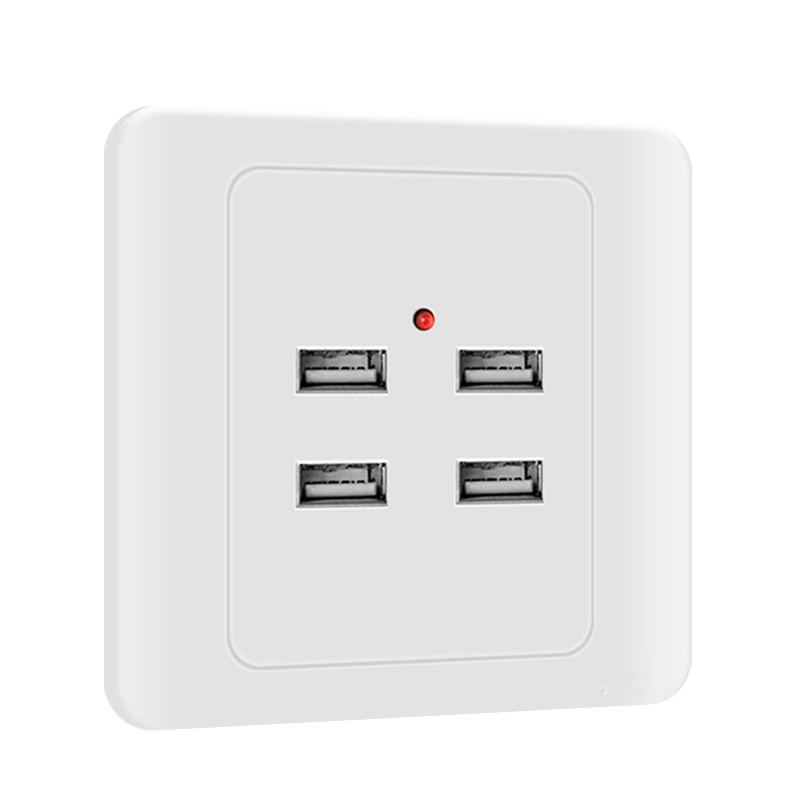 正习 四位USB插座 插座 10A 220V 明装
