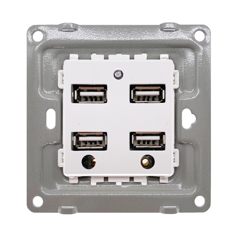 正习 四位USB插座 插座 10A 220V 明装