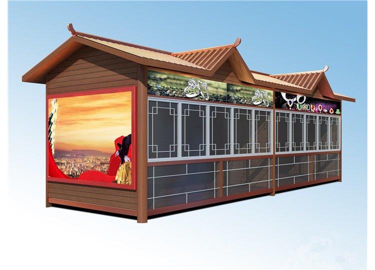 大小可根据自身的场地大小而定,可以请人设计生产,设计一个好的售货亭