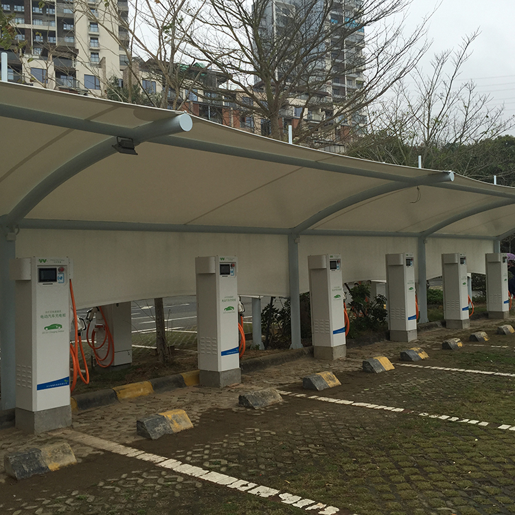 电动车充电桩遮阳棚 台州膜结构充电桩棚遮风挡雨